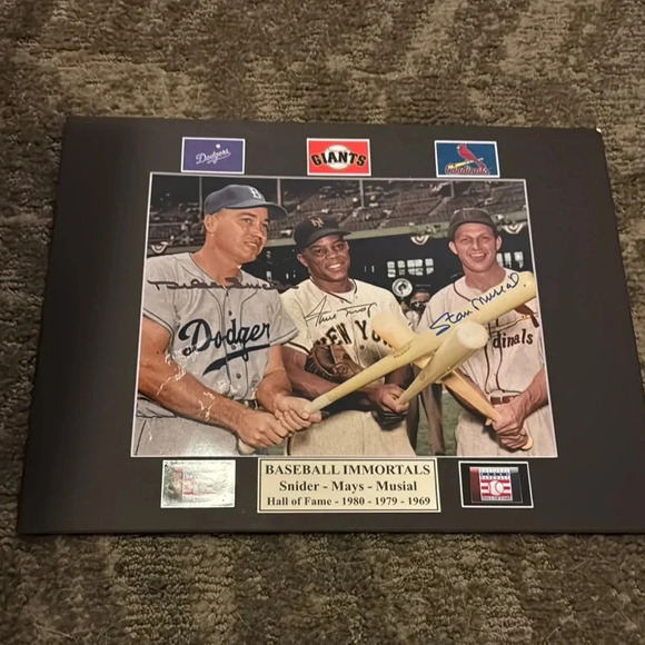 Baseball Immortals Signed Photo duke snider willie mays Stan Musial - Picture 2 of 4